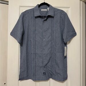 NWT Cubavera Men's Embroidered Chambray Button Down Size Medium